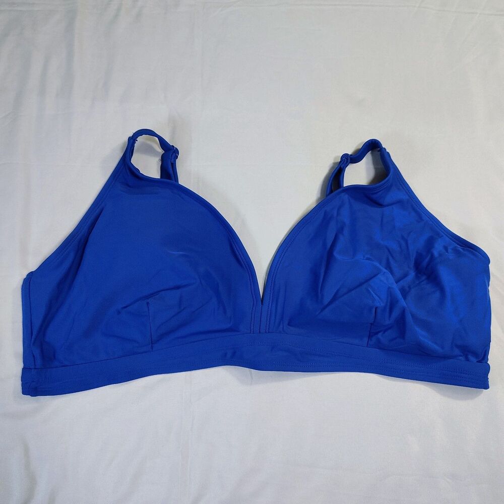 Time and Tru Bright Royal Blue Swimsuit Bikini Top Size 3X 24W-26W Beach Coastal